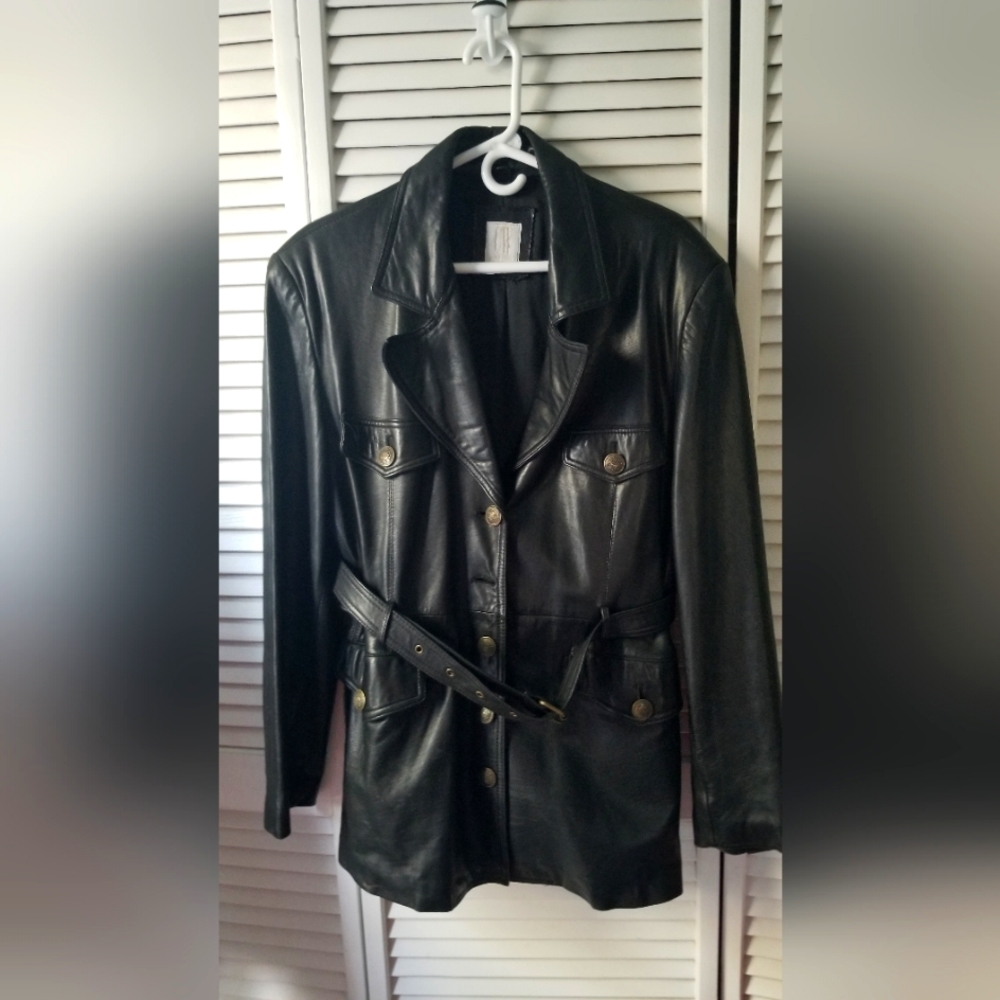 Black Real leather jacket womens large